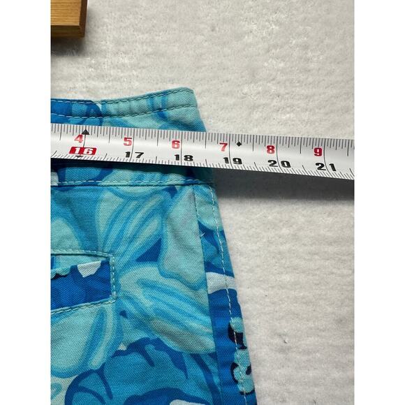 Tommy Hilfiger Blue Green Hawaiin Crop Pants Women Size 14 Stretch Beach Boho - Picture 5 of 12